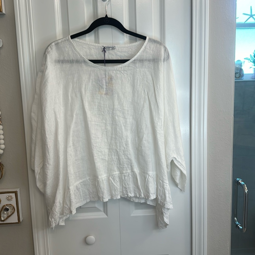 Lightweight White Linen Boxy Top